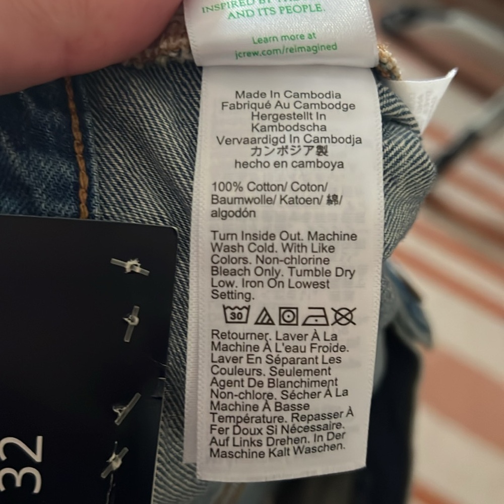 J.Crew Factory High Rise Straight Button Fly Jeans - 100% Cotton - NWT - Size 32 - Picture 15 of 15